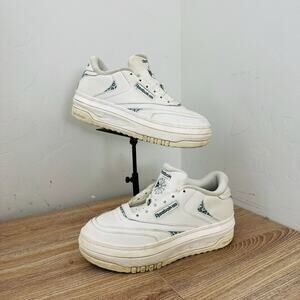 Reebok Club C Extra Platform White And Leopard Print Sneakers Women’s Size 8